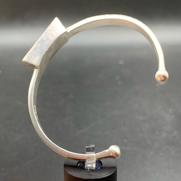 Unusual Sterling Silver & Poured Resin Handcrafted Cuff Bracelet Signed STER PC. - Picture 4 of 8